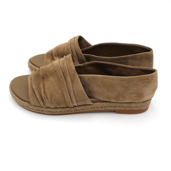 Tory Burch Sandals Women Size 5.5 Tan Suede Espadrille Slip On Slingback Shoes - Picture 2 of 9
